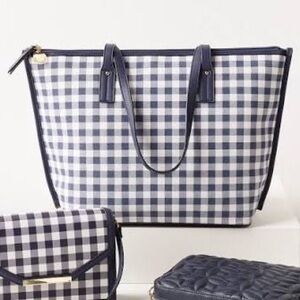 Draper James Checkered Navy & White large Tote Bag